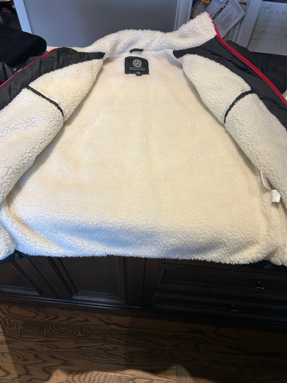 Men's Puffer Jacket in Black, Red & White - Picture 7 of 7